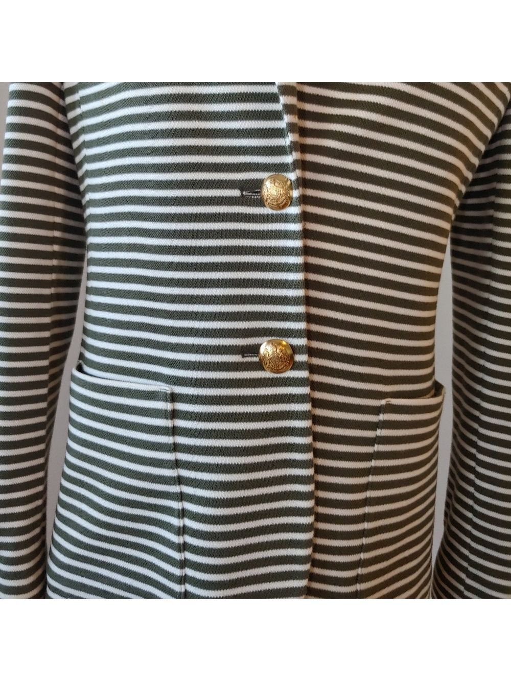 LAUREN Ralph Lauren Olive & Cream Striped Women's Blazer size Medium - Picture 12 of 17